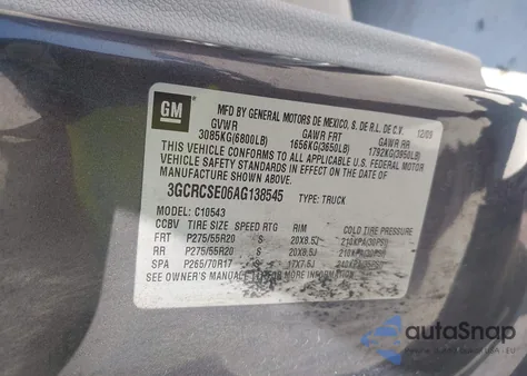 2010 Chevrolet Silverado 1500 Lt z USA, uszkodzony, nr VIN 3GCRCSE06AG138545